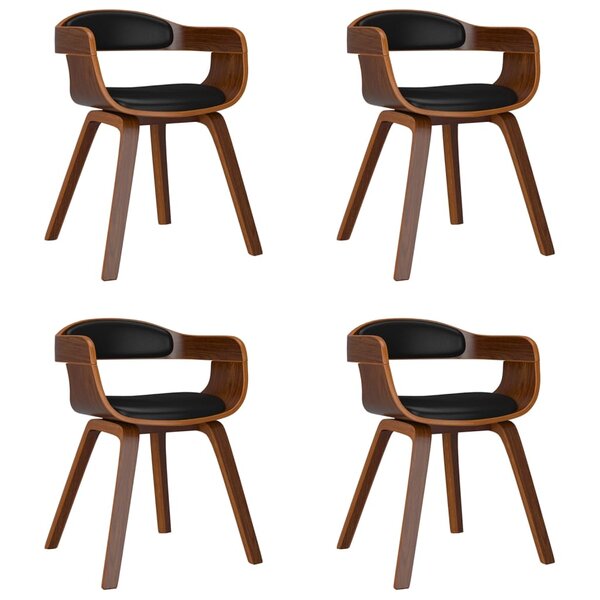vidaXL Chaises à manger lot de 4 noir bois courbé et similicuir
