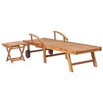 vidaXL Chaise longue avec table et coussin Bois de teck solide