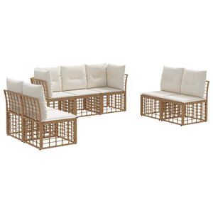 vidaXL Ensemble de canapés d'extérieur Naturel Polyester