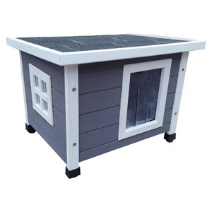 @Pet Maison d'extérieur pour chats XL 68 5x54x51 5 cm Bois Gris/blanc