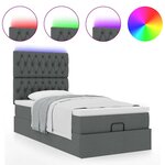 vidaXL Lit ottoman avec matelas et LED Gris foncé 80x200cm tissu