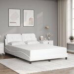 vidaXL Cadre de lit avec lumières LED blanc 140x190 cm similicuir