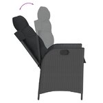 vidaXL Chaise inclinable de jardin avec coussins noir résine tressée