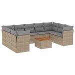 vidaXL Salon de jardin avec coussins 10 Pièces beige résine tressée