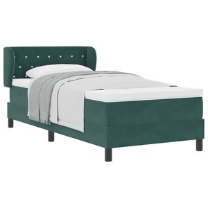 vidaXL Lit à ressorts avec tête de lit Vert foncé 100 x 200 cm Velours