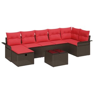 vidaXL Ensemble de canapé de jardin 8 Pièces Marron Poly rotin