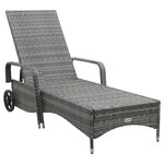 vidaXL Chaise longue avec roues Résine tressée Anthracite