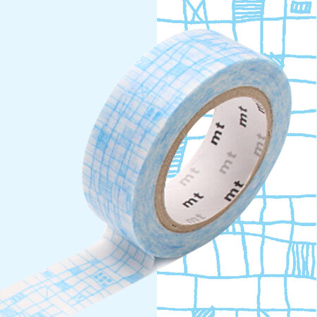 Masking Tape MT hachures irrégulières bleu - line pale blue