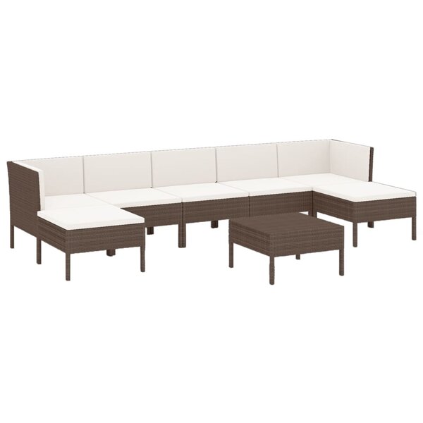 Salon de jardin meuble d'extérieur ensemble de mobilier 8 pièces avec coussins résine tressée marron 02_0017723
