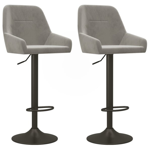vidaXL Tabourets de bar lot de 2 gris clair velours