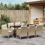 vidaXL Ensemble de salle à manger pour jardin 9 Pièces Beige Poly rotin