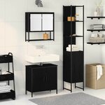 vidaXL Ensemble de mobilier de salle de bain avec étagère 3 Pièces Noir