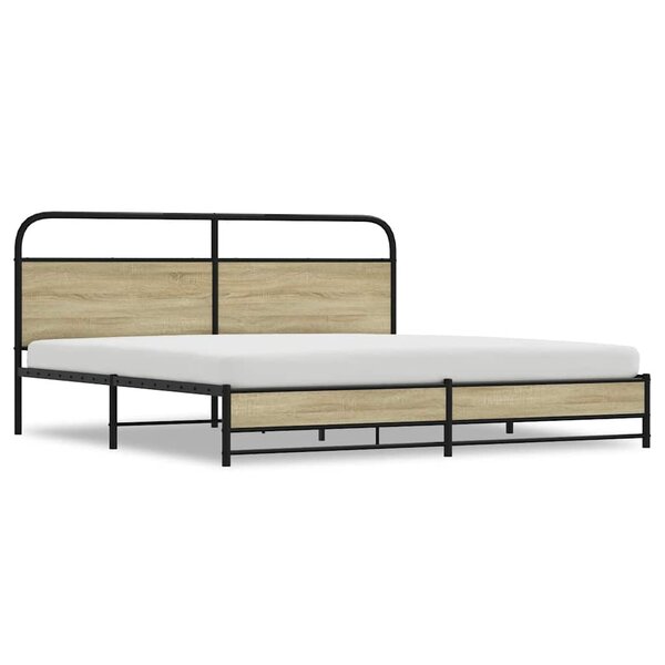 vidaXL Cadre de lit en métal sans matelas chêne sonoma 200x200 cm