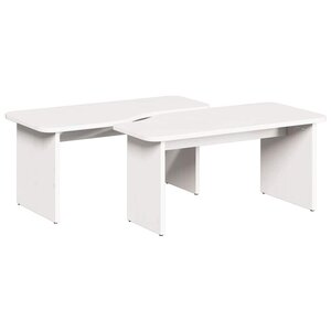 vidaXL Table basse 2 Pièces Blanc Bois massif en pin