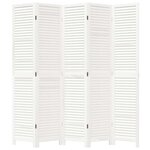 vidaXL Cloison de séparation 5 panneaux blanc bois de paulownia massif