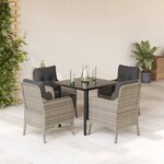 vidaXL Ensemble à manger de jardin et coussins 5 Pièces gris clair rotin