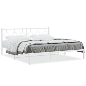 vidaXL Cadre de lit métal sans matelas et tête de lit blanc 183x213 cm