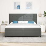 vidaXL Lit à ressorts avec matelas Gris foncé 200 x 200 cm tissu