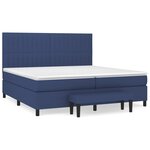 vidaXL Lit à sommier tapissier avec matelas Bleu 200x200 cm Tissu