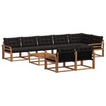 vidaXL Ensemble de canapés d'extérieur 9 Pièces Naturel et Noir