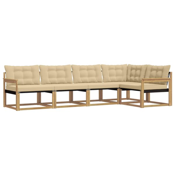 vidaXL Ensemble de canapés d'extérieur 5 pc Blanc et Beige