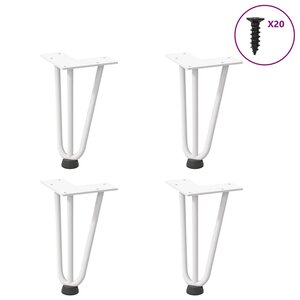 vidaXL Pieds en épingle à cheveux pour table basse 4 pièces Blanc 20 cm Acier massif