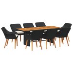 vidaXL Ensemble de salle à manger pour jardin 9 pc Noir polyrotin