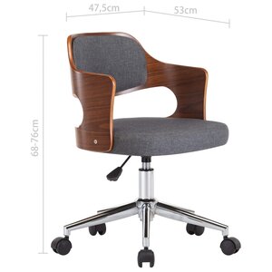 vidaXL Chaise pivotante de bureau Gris Bois courbé et tissu