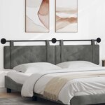 vidaXL Tête de lit suspendue Avec lumière LED Gris foncé Velours