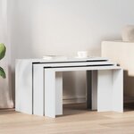 vidaXL Tables gigognes 3 Pièces blanc bois d'ingénierie