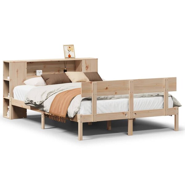 vidaXL Lit bibliothèque sans matelas 140x200 cm bois massif de pin