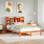 vidaXL Lit bibliothèque sans matelas cire marron 160x200 cm pin massif
