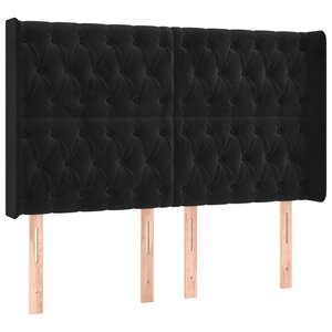 vidaXL Tête de lit avec oreilles Noir 163x16x118/128 cm Velours