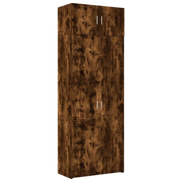 vidaXL Armoire de rangement chêne fumé 80x42 5x225cm bois d'ingénierie