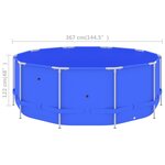 Vidaxl piscine avec cadre en acier 367x122 cm bleu