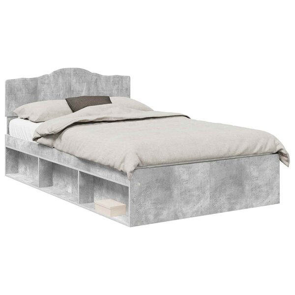 vidaXL Cadre de lit Béton 120 x 200 cm Bois de pin massif
