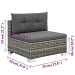 vidaXL Salon de jardin 10 Pièces avec coussins Résine tressée Gris