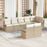 vidaXL Ensemble de canapé de jardin 8 Pièces Beige Poly rotin