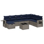 vidaXL Salon de jardin 9 Pièces avec coussins gris résine tressée