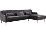 Canapé d'angle en velours "Oliver" - 275 x 161 x 81 cm - 5 places - Gris - Angle droit