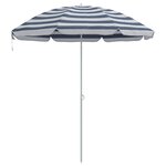 vidaXL Parasol de plage avec poteau en métal bleu et blanc 161 x 193 cm en polyester.