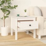 vidaXL Table d'appoint Blanc 50x50x49 cm Bois massif de pin