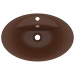 vidaXL Lavabo ovale à trop-plein Marron foncé mat 58 5x39 cm Céramique