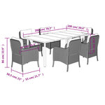 vidaXL Ensemble à manger de jardin et coussins 7 Pièces beige poly rotin