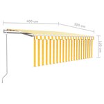 vidaXL Auvent automatique rétractable avec store 4x3 m Jaune et blanc