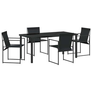 vidaXL Ensemble de salle à manger pour jardin 5 Pièces Noir