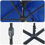 vidaXL Parasol de jardin Bleu 370 x 197 x 239 cm