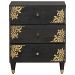 vidaXL Cabinet de chevet Noir 50 x 33 x 62 cm Bois de mangue massif