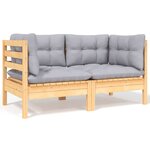 vidaXL Salon de jardin 7 Pièces avec coussins gris bois de pin massif