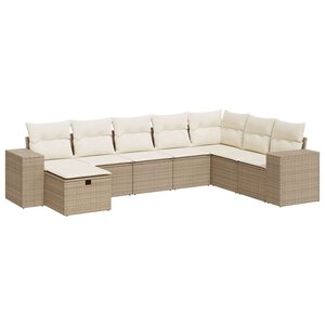vidaXL Salon de jardin avec coussins 8 Pièces beige résine tressée